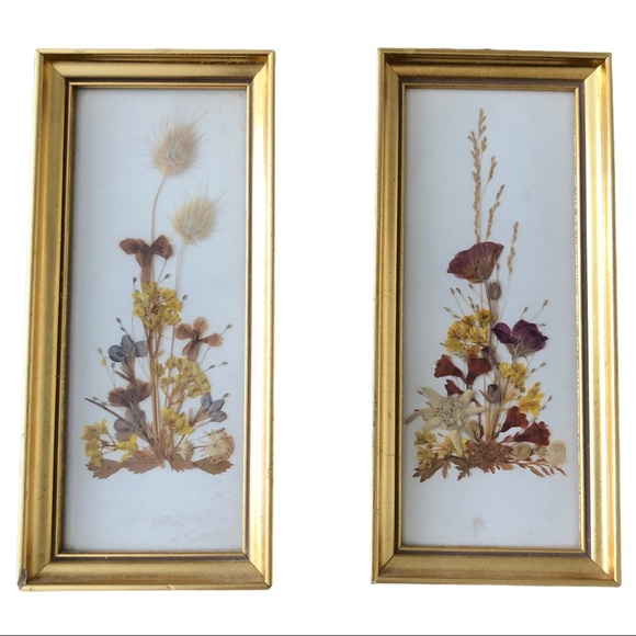 Set of 2 VTG Reichlin Switzerland Pressed Flower